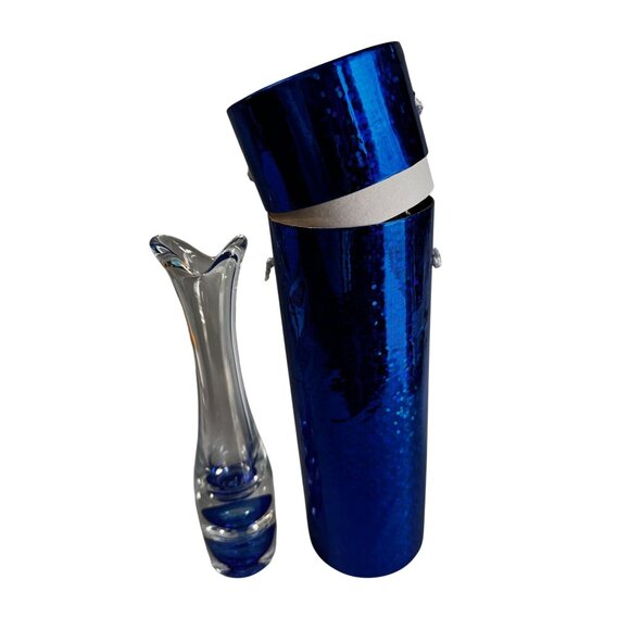 Vas Vitreum Other - Vintage Vas Vitreum Sweden Cobalt Bubble Art Glass Bud Vase 10" Signed With Gift